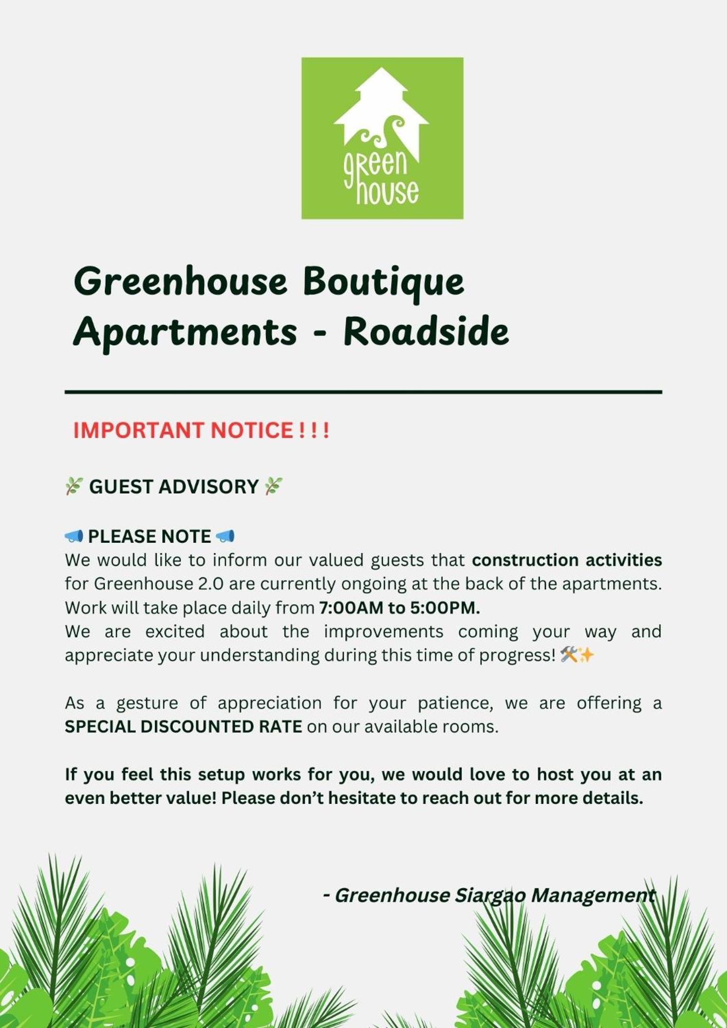 Greenhouse Siargao Roadside Boutique Apartments General Luna  Kültér fotó